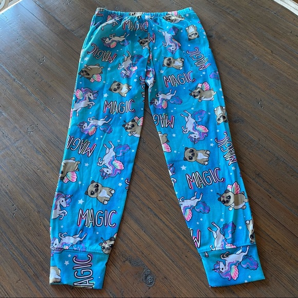 Justice size 10 unicorn pug three piece pajama set - Picture 9 of 12